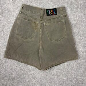 Vintage Steel Jeans W 5 High Waisted Button Fly Denim Shorts Olive Green USA